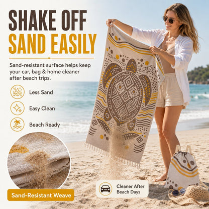 ⏰LAST DAY $20 OFF - 🏖️Sand Cloud 2-in-1 Turkish Cotton Towel Bag with Inner Zip Pocket & Sand-Repelling Fabric