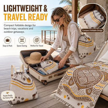 ⏰LAST DAY $20 OFF - 🏖️Sand Cloud 2-in-1 Turkish Cotton Towel Bag with Inner Zip Pocket & Sand-Repelling Fabric